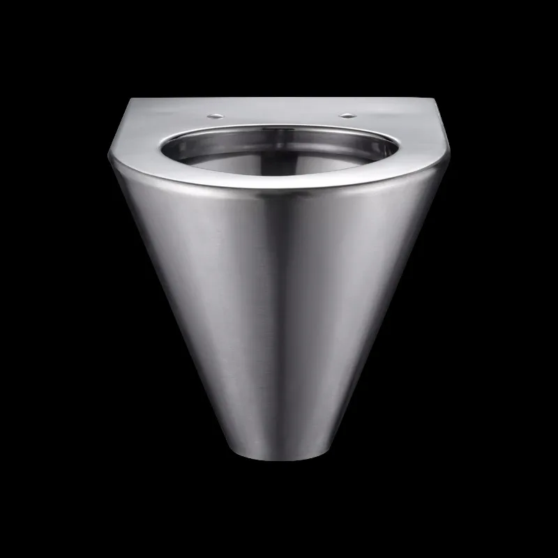 Kuge Factory Supply Public Place One Piece WC Wall Hung No Water Tank Stainless Steel Toilet for Prison Jail