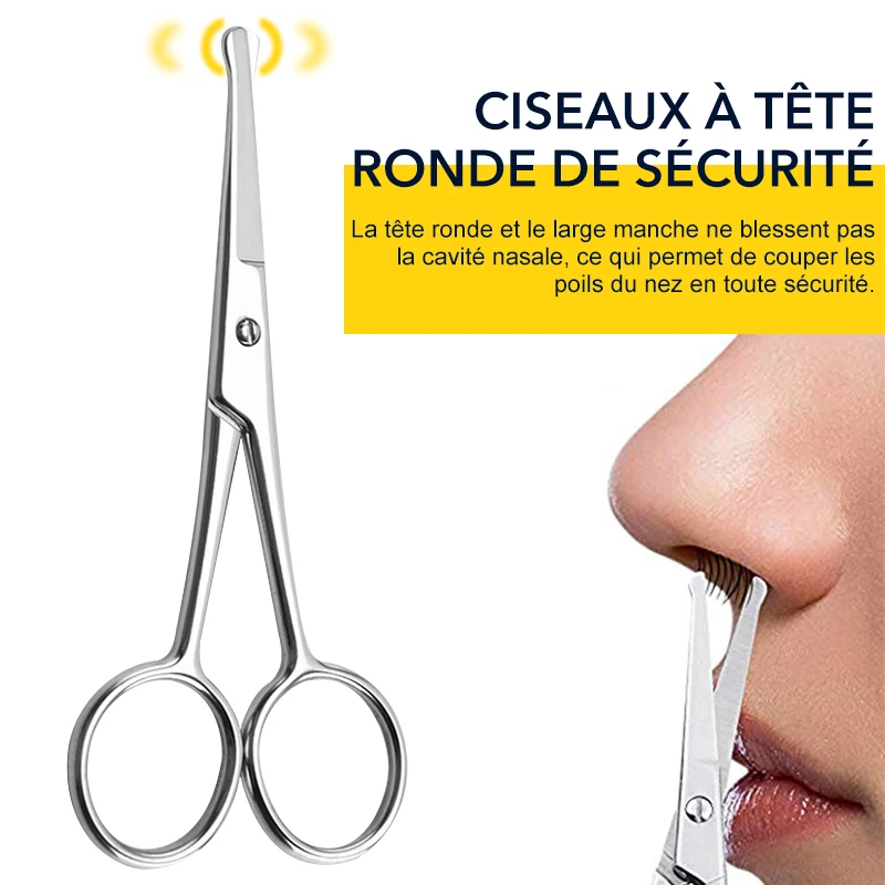 1 pièces nez poils du visage petite Mini ciseaux pointe arrondie tondeuse en acier inoxydable pour sourcils cils barbe coupe toilettage