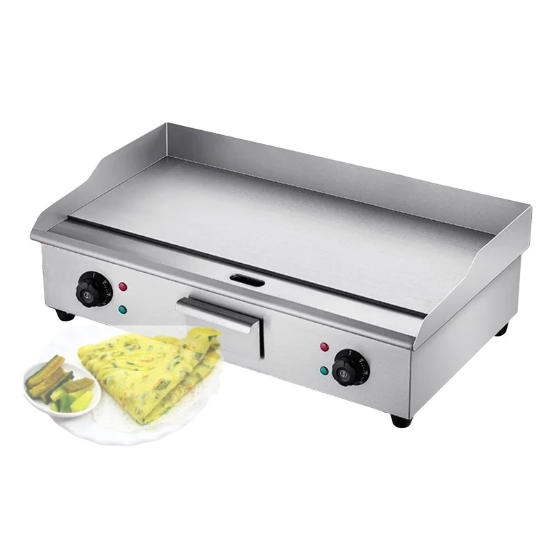 

Electric 110V Countertop Griddle Stainless Steel Flat Top Grill Barbecue BBQ machine for Outdoor Camping Cooking