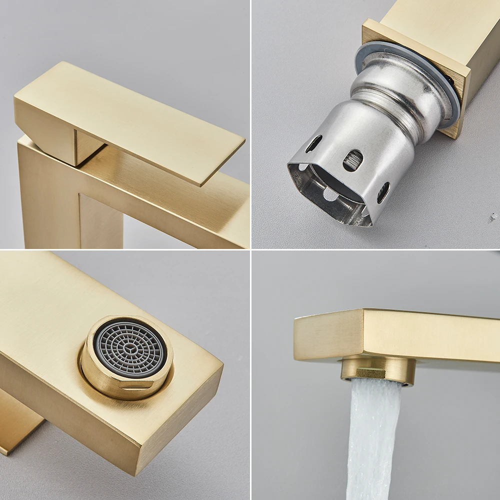 نحى النيكل حوض صنبور الأسود الحمام صنبور سطح الخيالة حوض بالوعة خلاط صنبور الماء الساخن والبارد الفولاذ المقاوم للصدأ صنبور