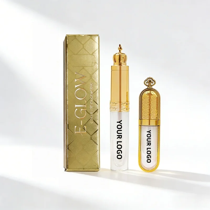 

【Logo Custom】50Pcs Customized Luxury Refillable 3ml 8ml Gold Crown Lid Lipstick Tubes for Cosmetic Packaging