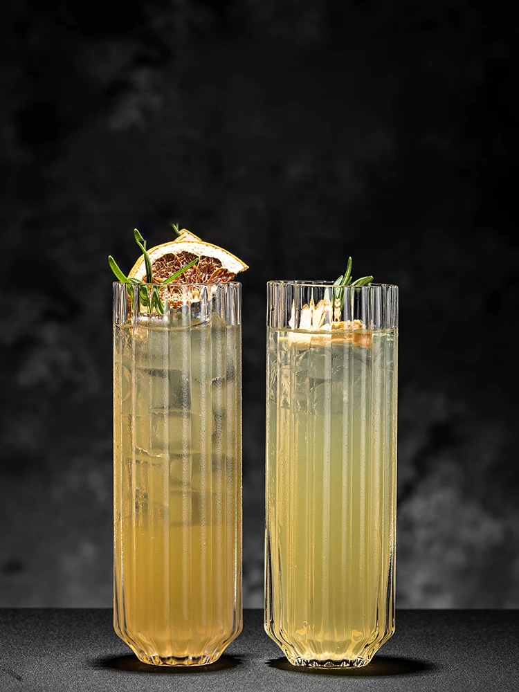 Crystal Glass Striped Creative Cocktail Glass Collins Juice Slightly Tipsy Mxing Special Drink Water Cup