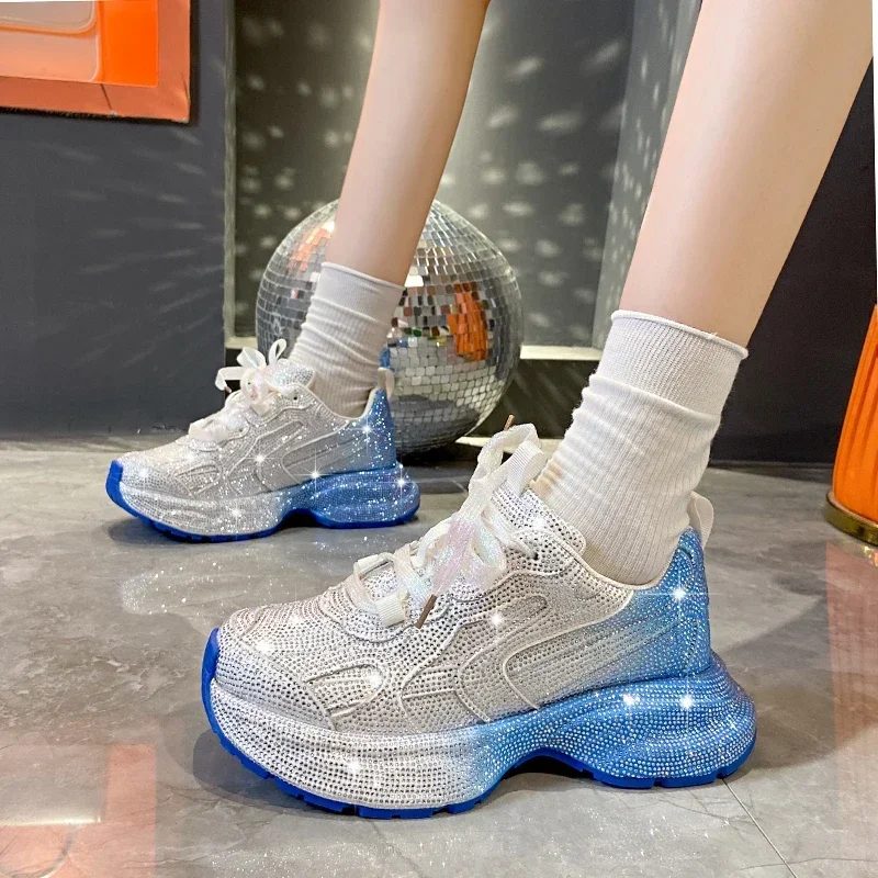 Women Luxury Platform Sneakers rhinestone Casual Outdoor Shoes High Quality Running Tennis Sneakers Multicolor Sport Shoes