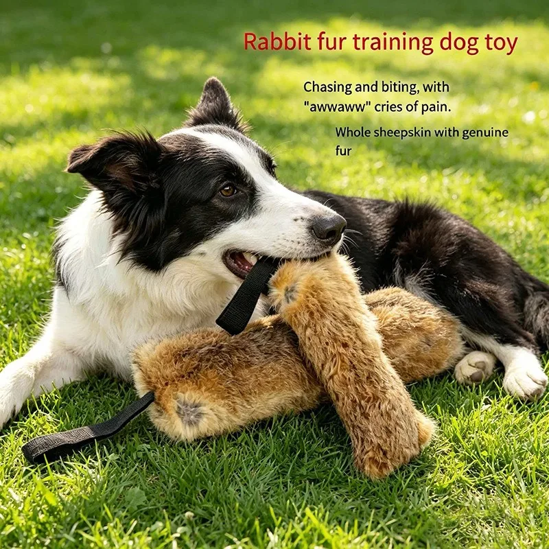 JUSTINLAU Kaninchenfell-Quietschspielzeug für Hunde, Beißspielzeug für Interaktives Outdoor-Spiel, Plüsch-Soundspielzeug für Mittelgroße & Große Hunde – Detail 12