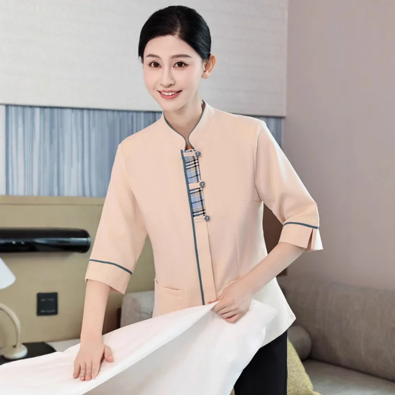 

Летний комплект женской униформы для уборщиков с рукавом три четверти для отелей, торговых центров, уборки на объектах, больниц