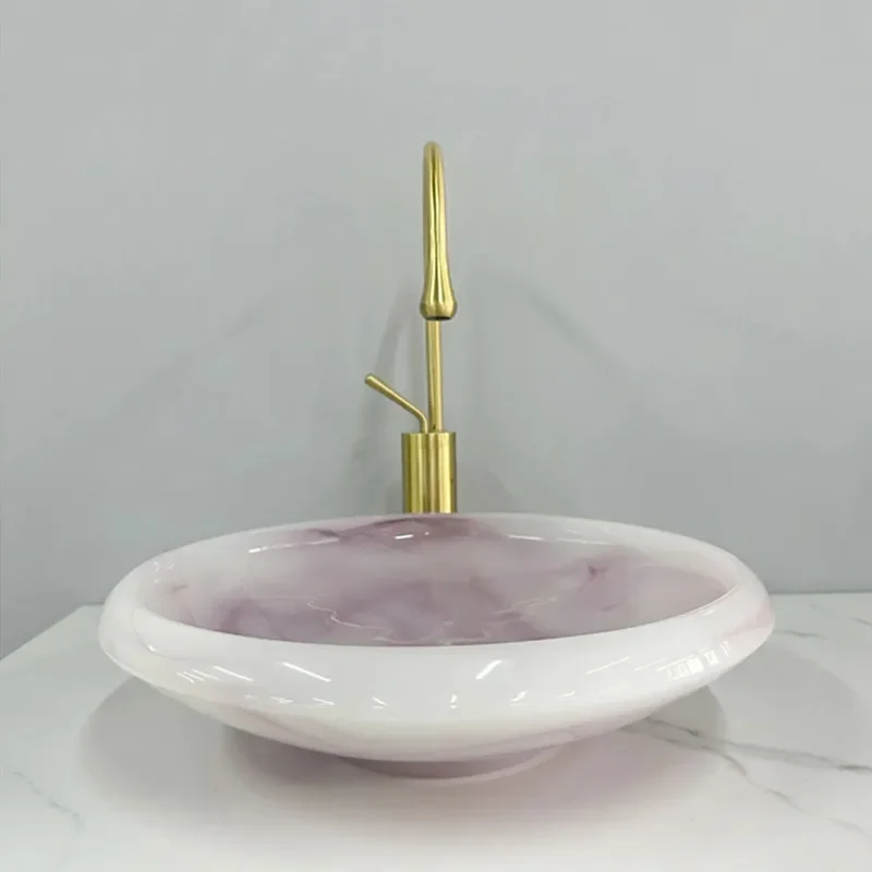 Modern Art Glass Vessel Sink for Bathroom Vanity Countertop Wash Basin New Chinese Style Decorative Round Table Top Lavatory