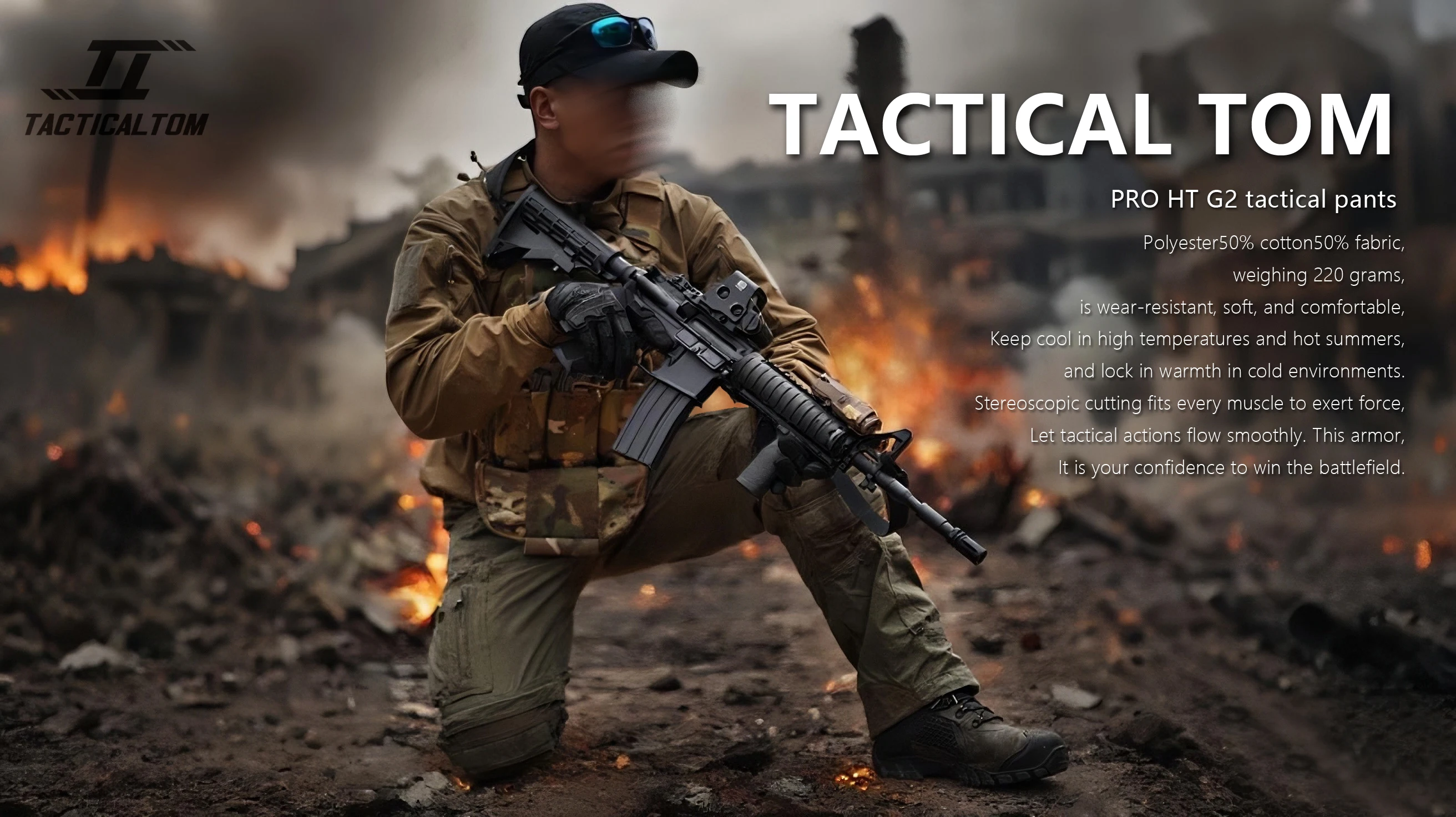 Tactical Tom UF G2 Breathable PRO RG Color Pants, Tear resistant and Durable Cavalry Green Combat Training Pants, All Terrain