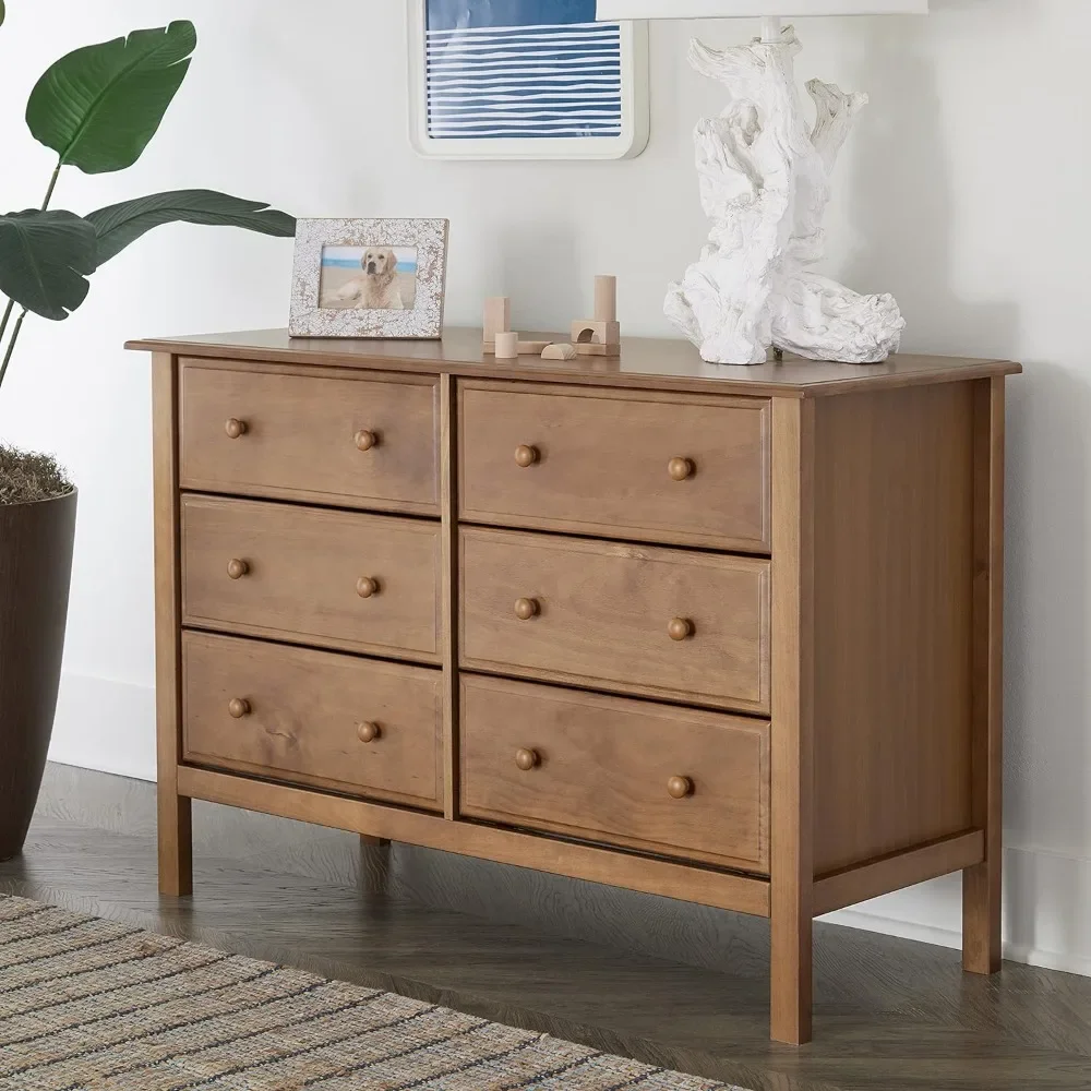 Dressing table, Jayden 6-drawer large capacity, chestnut double width dressing table,dresser