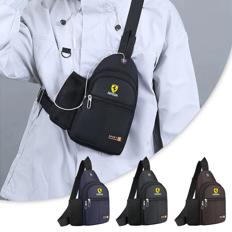 Bolso cruzado con bolsillo en el pecho para hombre de alta calidad, mochila de viaje para Ferrari F430 Stradale 458 488 F12 Charles Leclerc F458, accesorio