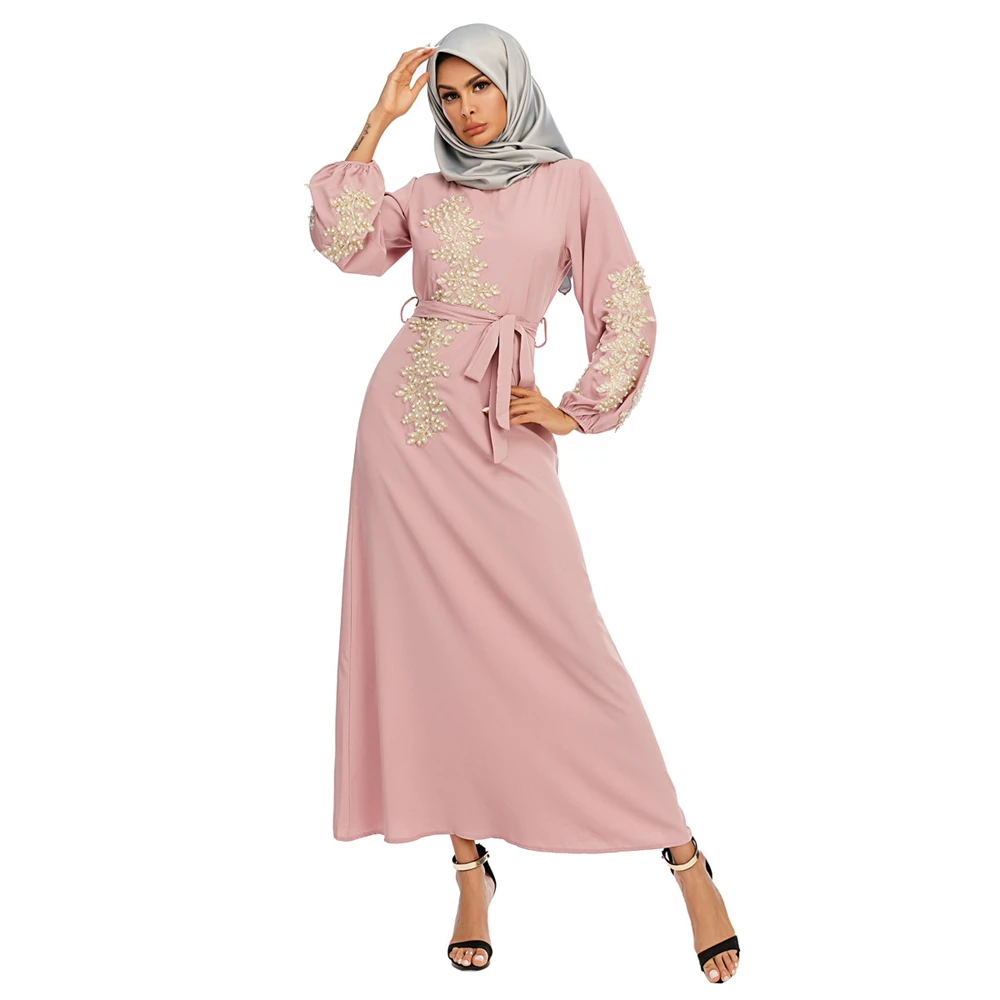 

An Elegant And Dignified Muslim Robe, A Long Embroidered Dress With A Large Swing