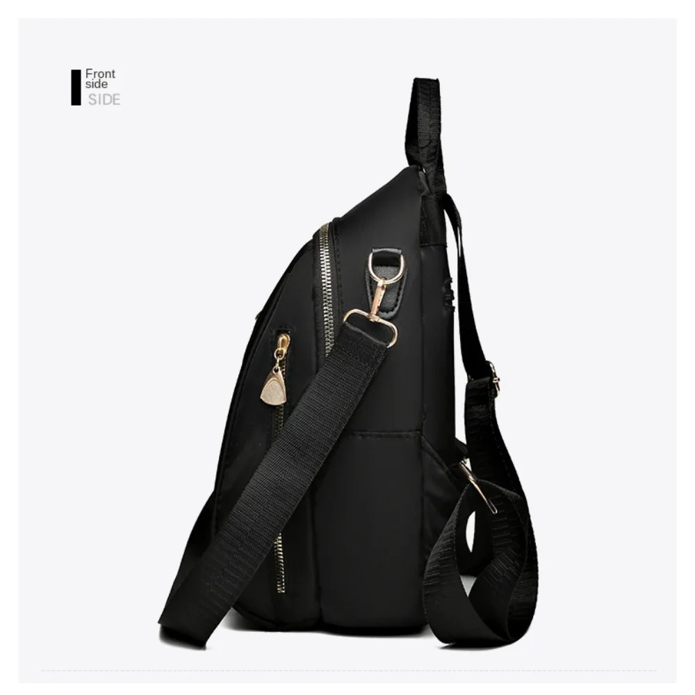 Fashion Lightweight School Bags Large Capacity Oxford Cloth Travel Backpack Black Shoulder Bag College Student