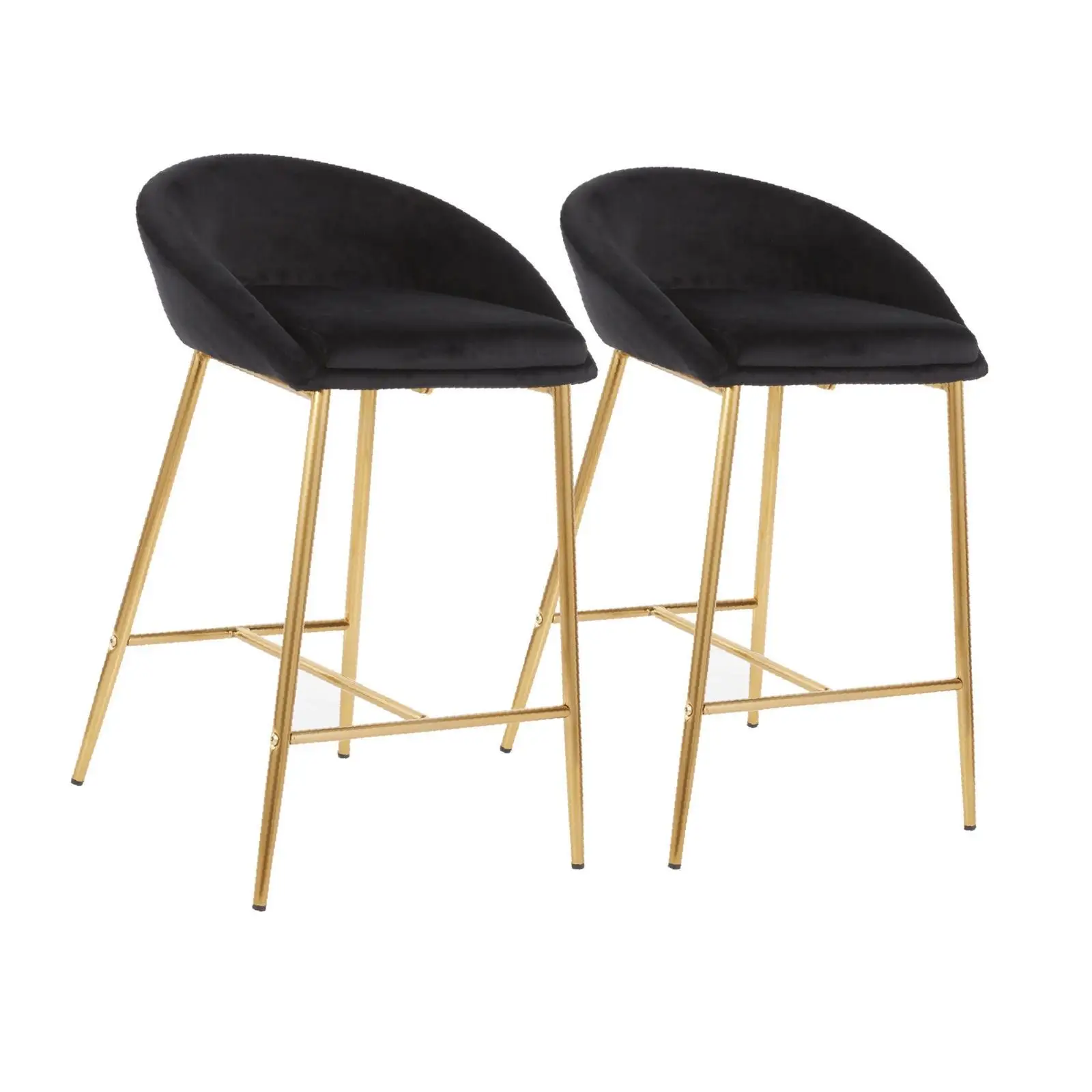 Sgabello da bancone da 26" con struttura dorata e velluto nero di