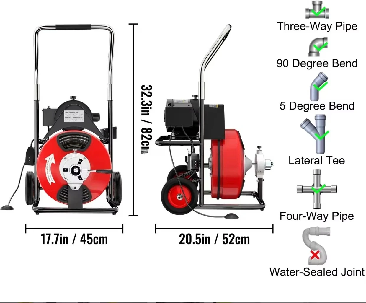 WeWork Drain Cleaning Machine With Cutter 50/75/100ft X 1/2 or 3/8 Inch Snake Pipe Drain Cleaning Machine Sewer view 3