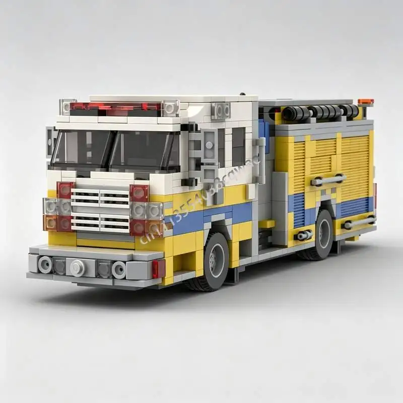 1016PCS Fire Engine Rescue Truck Model MOC Creative Emergency Vehicle Building Blocks DIY Assembly Puzzle Educational Toy Gifts