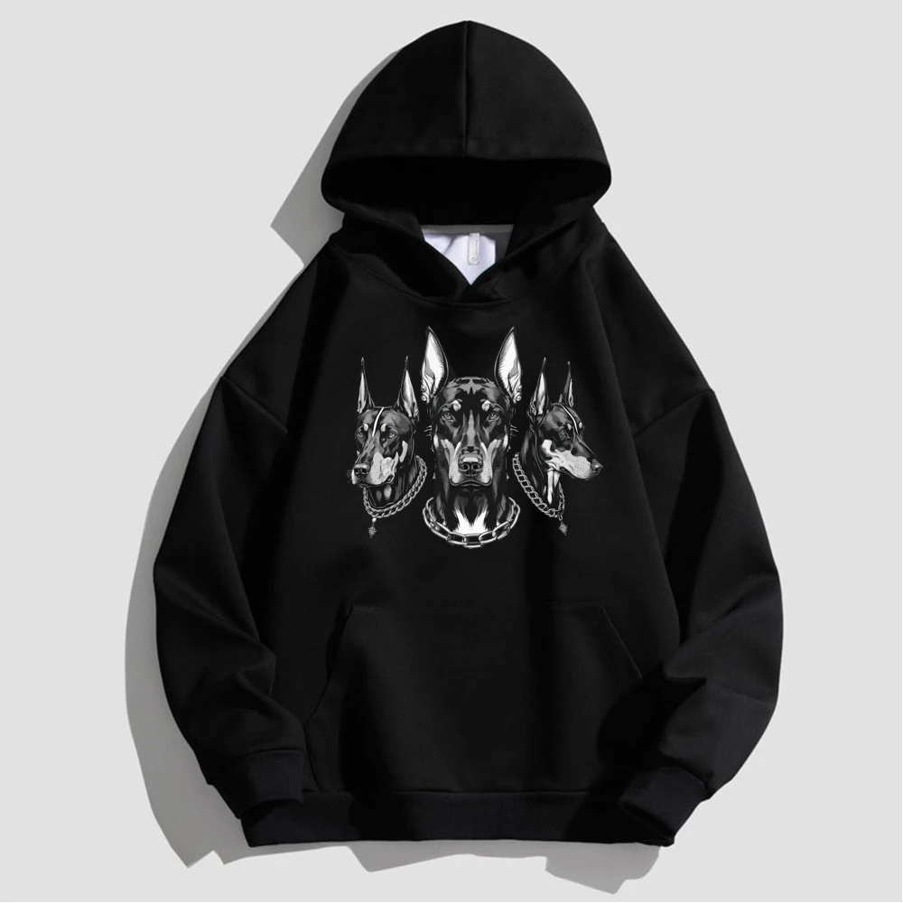 Autumn Men's Cotton Hoodie Winter Women's Warm Hoodie Sketching Dog Print Large Top Harajuku High Quality Men's Clothing 2023