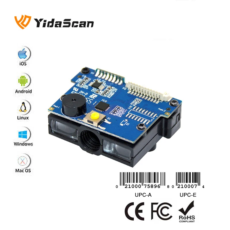 YidaScan ES12 Small EAN UPC CCD Barcode Scan Engine USB RS232 1D Barcode Scanner Module Auto Induction Scan for Smart Lockers