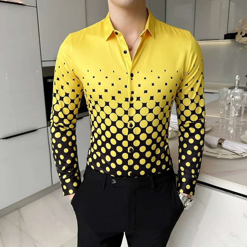 Men's High-quality Hawaiian Shirt Casual Fashion Print Shopping Leisure Travel Nightclub Retro Ethnic Wind Long-sleeved Shirt
