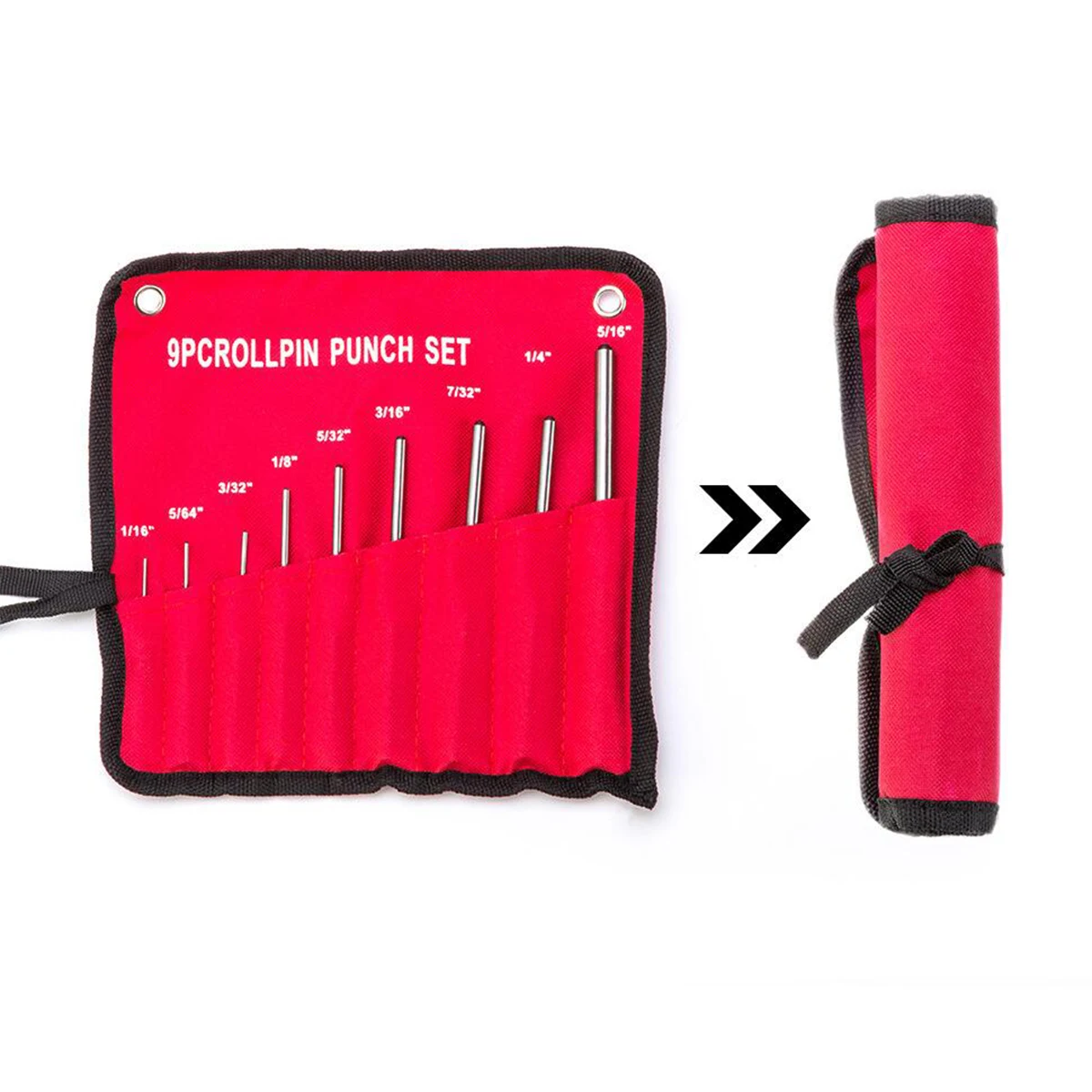 

9 Pcs Roll Pin Punch Set Steel Punches Hand Pin Removing Tool with Carrying Case for Jewelers Watchmakers Carpenters