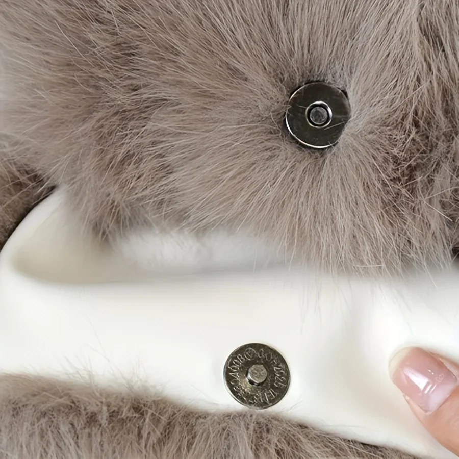 Women's Plush Faux Fur Backpack with Adjustable Drawstring Closure Daypack for Casual Formal Use Mini Backpack Soft Texture Bag