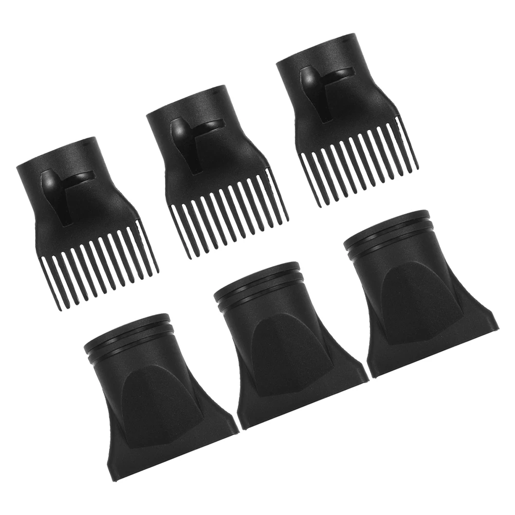 

6 Pcs Blow Dryer Nozzle Diffuser Concentrator Universal Accessories Black Curly Hair Travel Drying Styling Tools Parts