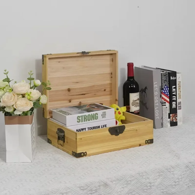 Classic design solid wood rectangular jewelry storage and office storage, multifunctional gift box