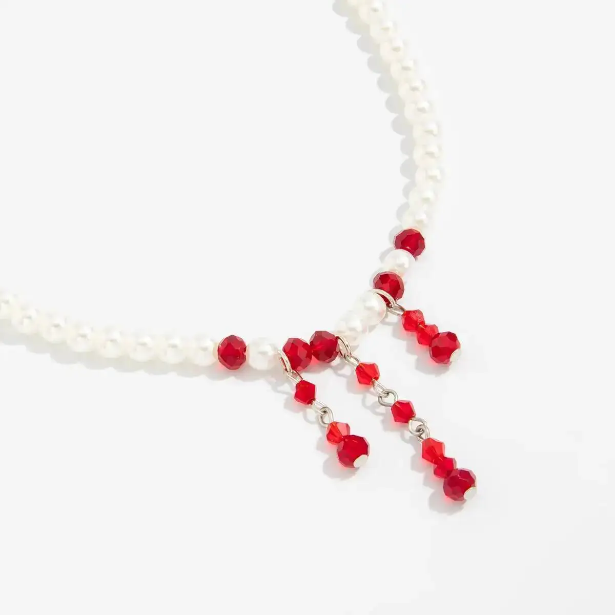 SHIXIN Gothic Red Crystal Blood Drop Quaste Choker Halskette für Frauen Elegante Imitation Perle Kette Halloween Hals Schmuck Geschenk – Detail 7