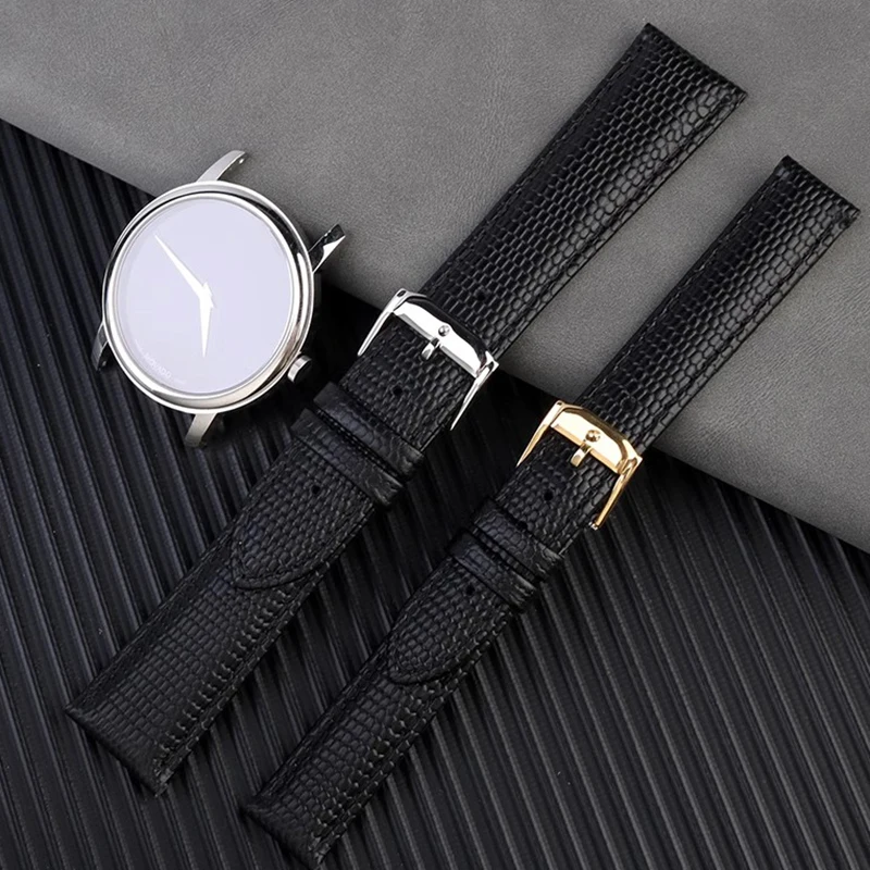 For Movado 0607122/606088 watch strap Simple stylish wristwatches band 15mm 16mm 18mm 20mm 21 22mm lizard pattern Cowhide strap