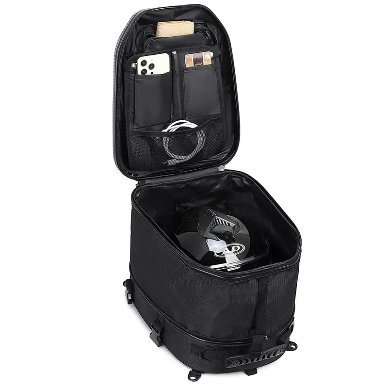 Waterproof Motorcycle Tail Bag Rear Seat Storage Pouch for Helmet Riding Gear Travel Accessories Universal Fit Motorbike