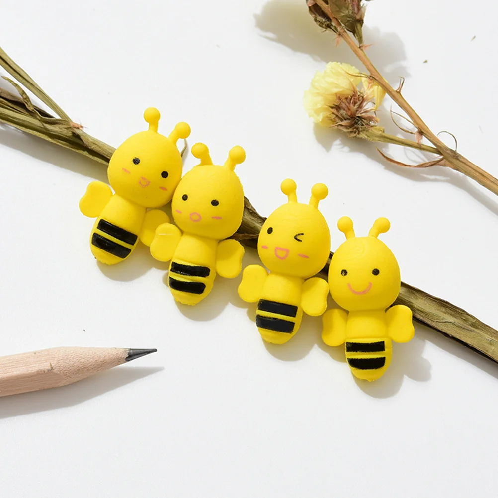 20pcs Creative Bee Shape Eraser Cartoon Eraser Lovely Animal Shape Eraser School Stationery for Students