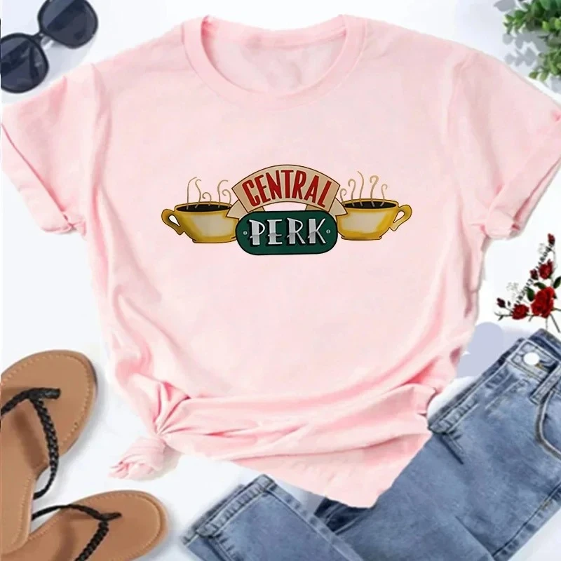 Central Perk T-Shirt Friends TV Show Women's T-Shirt Friends Central Perk Coffe Shop Shirts Cute Best Friends Tees Hipster Tops