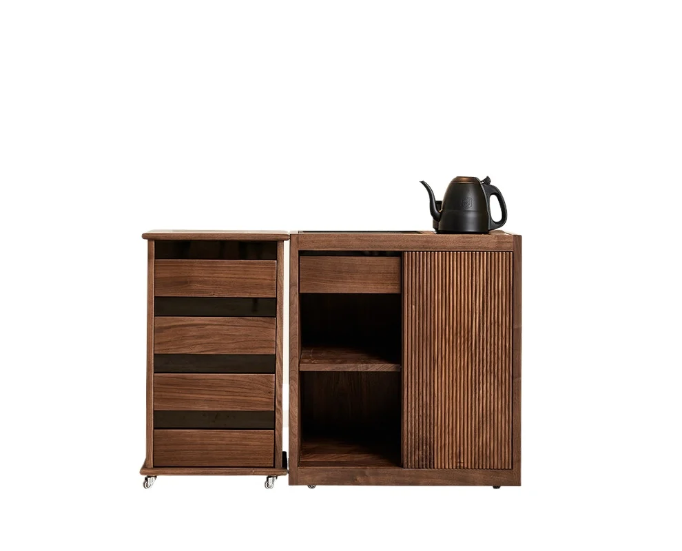 LMM removable tea cabinet kettle integrated household black walnut tea table