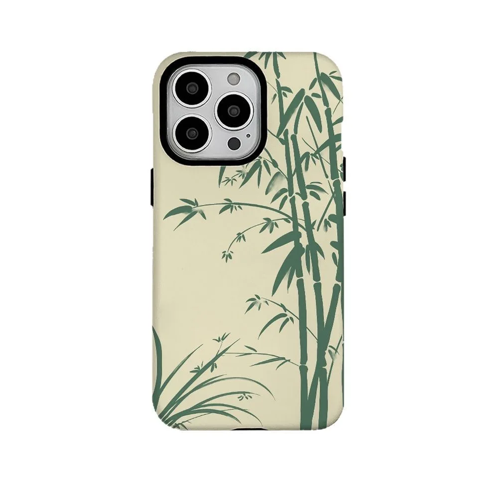 

Green National Style Bamboo Forest Case for IPHONE 16ProMax 15 14 13 12 11 PRO Plus Acrylic TPU Two in One Magnetic Phone Cases