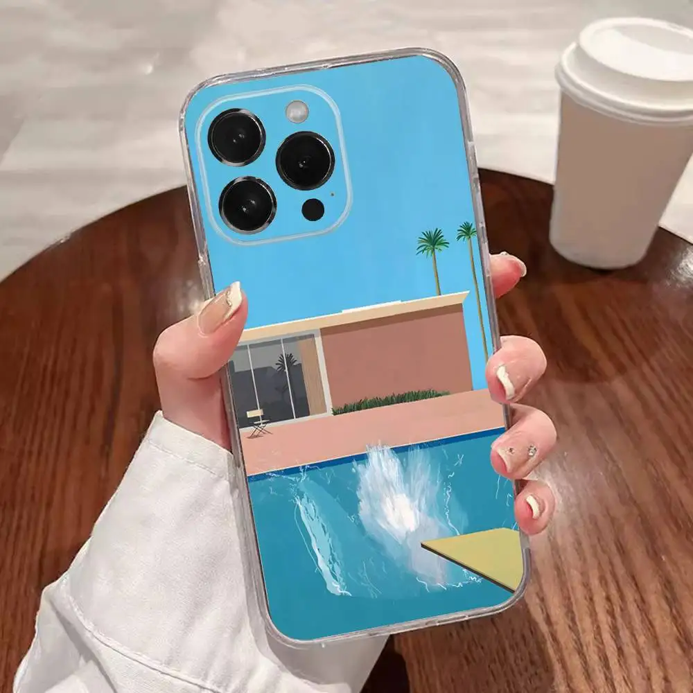 David Hockney Art Phone Case For iPhone 17,16,15,14,13,12,11,Pro,XS,Max,XR,Plus,E,SE4,Mini Transport Shockproof Soft Cover