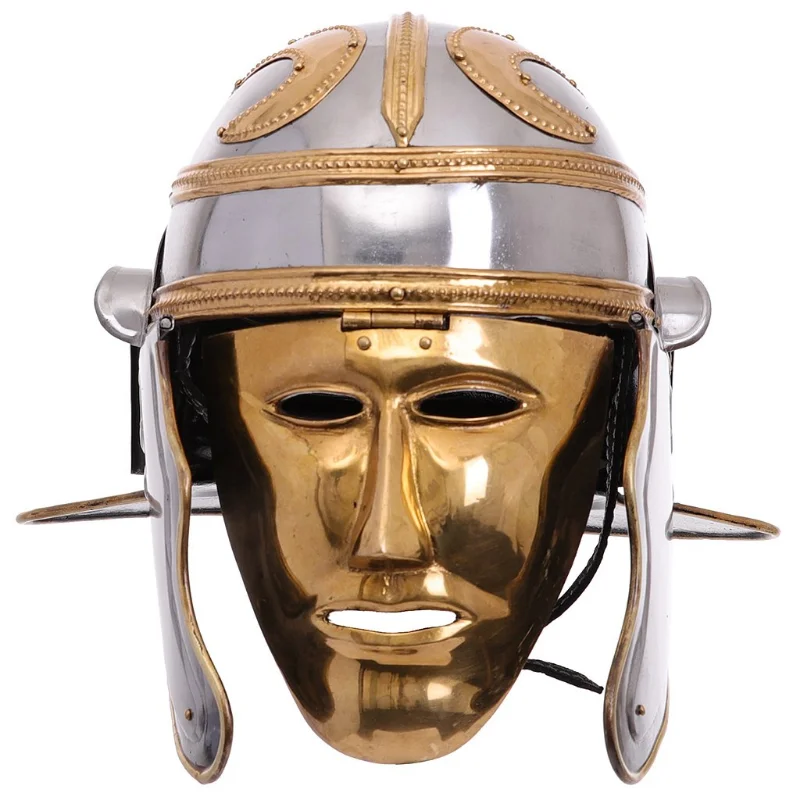 18 Gauge Brass Steel Medieval Roman Knight Helmet Roman Face Helmet Wearable Mask LARP Historical Reenactment Cosplay