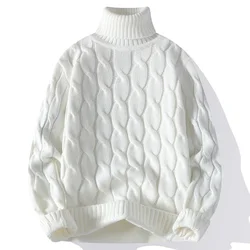 Winter Turtleneck Sweater Men Knitted Thick Warm Pullover Mens Warm Solid Color Loose Casual Sweaters Male Daily Clothing 5XL