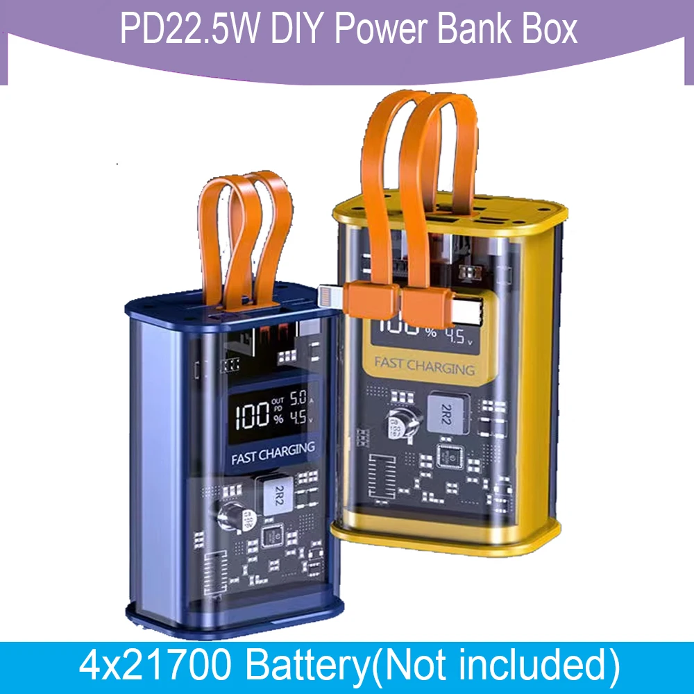 21700 Battery Charger Case  Power Bank Box PD22.5W Fast Charging Case 20000mAh Polymer Battery Charging Power Bank Box