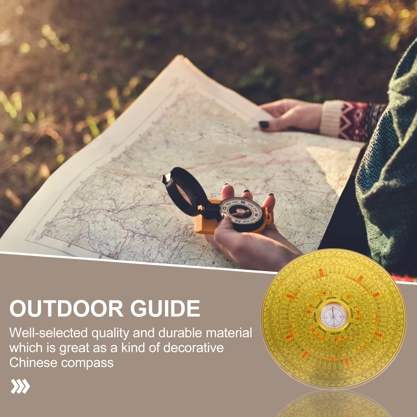 

Feng Shui Alloy Compass Chinese Style Navigation Tool Round Shape Lightweight Decoration Gift for Family Friends with