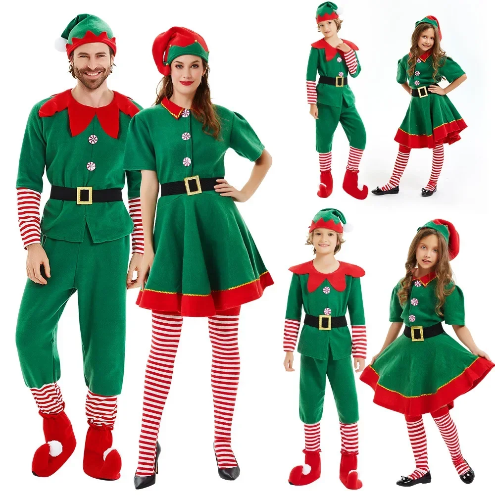 Christmas Cosplay Costume for Kids and Adults Green Elf Costume To Celebrate Halloween