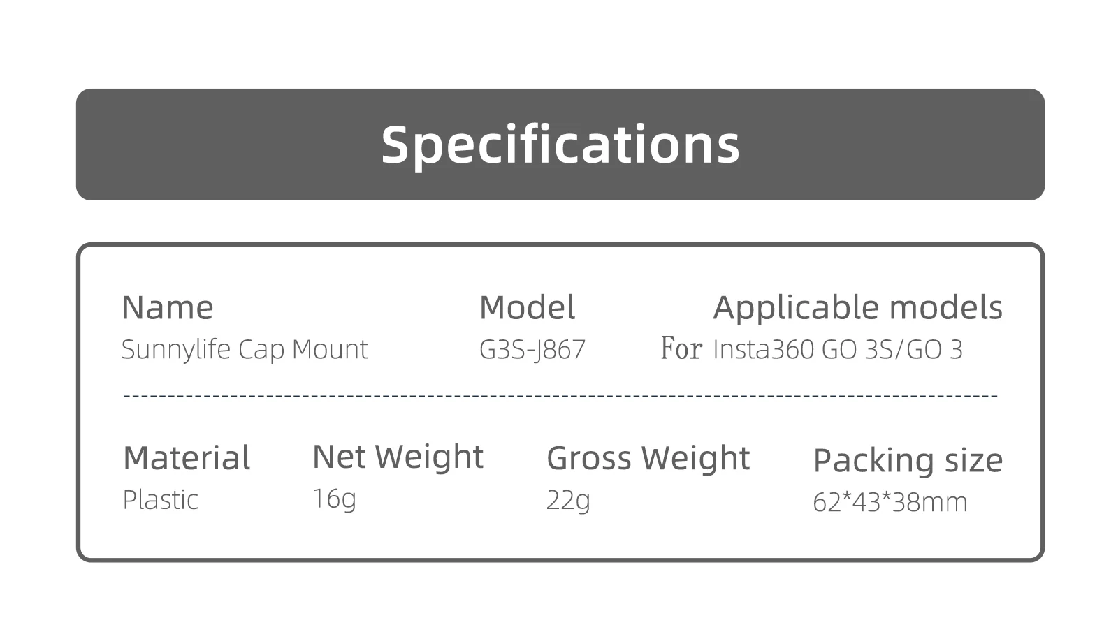 Adjustable Cap Clip Cap Mount For Insta360 GO 3S/GO 3 Anti-shake Protection Fixed Vertical Replacement Parts