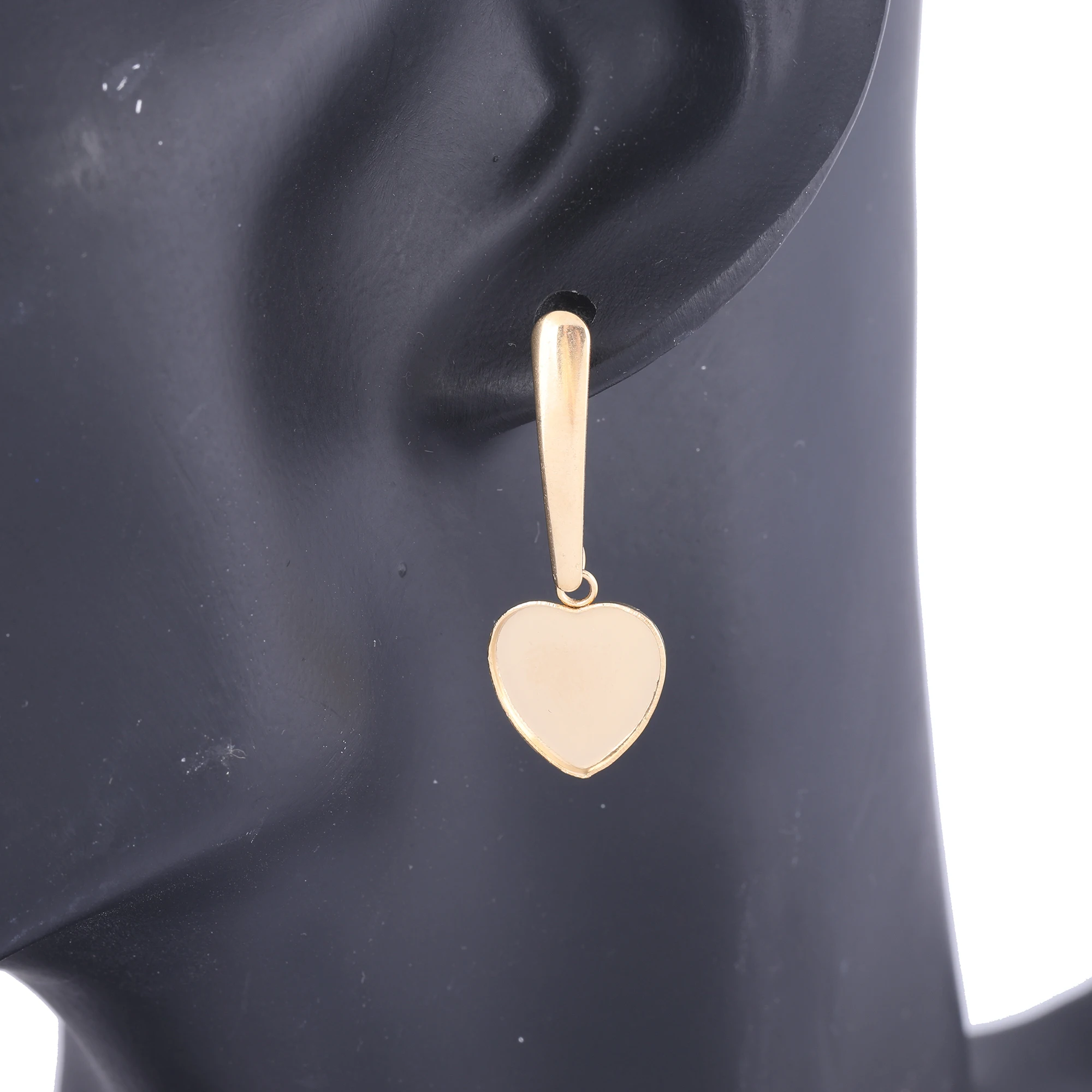 10pcs stainless steel earring posts findings gold plated 12mm heart cabochon earring base setting blanks diy ear hooks