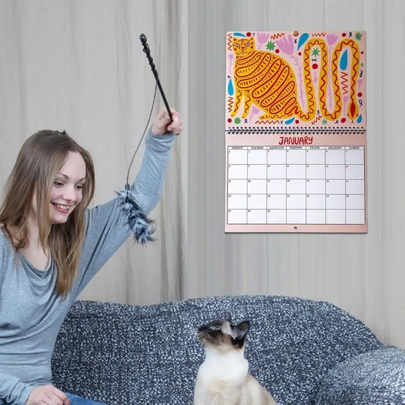 Table Calendar 2024 Calendar 11X8.5 Inch Funny Kitten Poster Month Planner Cat Lovers Square 2024 Wall Calendar Desk Organizing