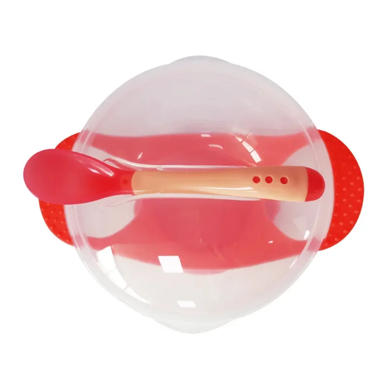 Baby Solid Feeding Dinnerware Set Toddler Cutlery Sets Drop Resistance Temperature Sensing Spoon Sucker Bowl for Baby Feed Dishe