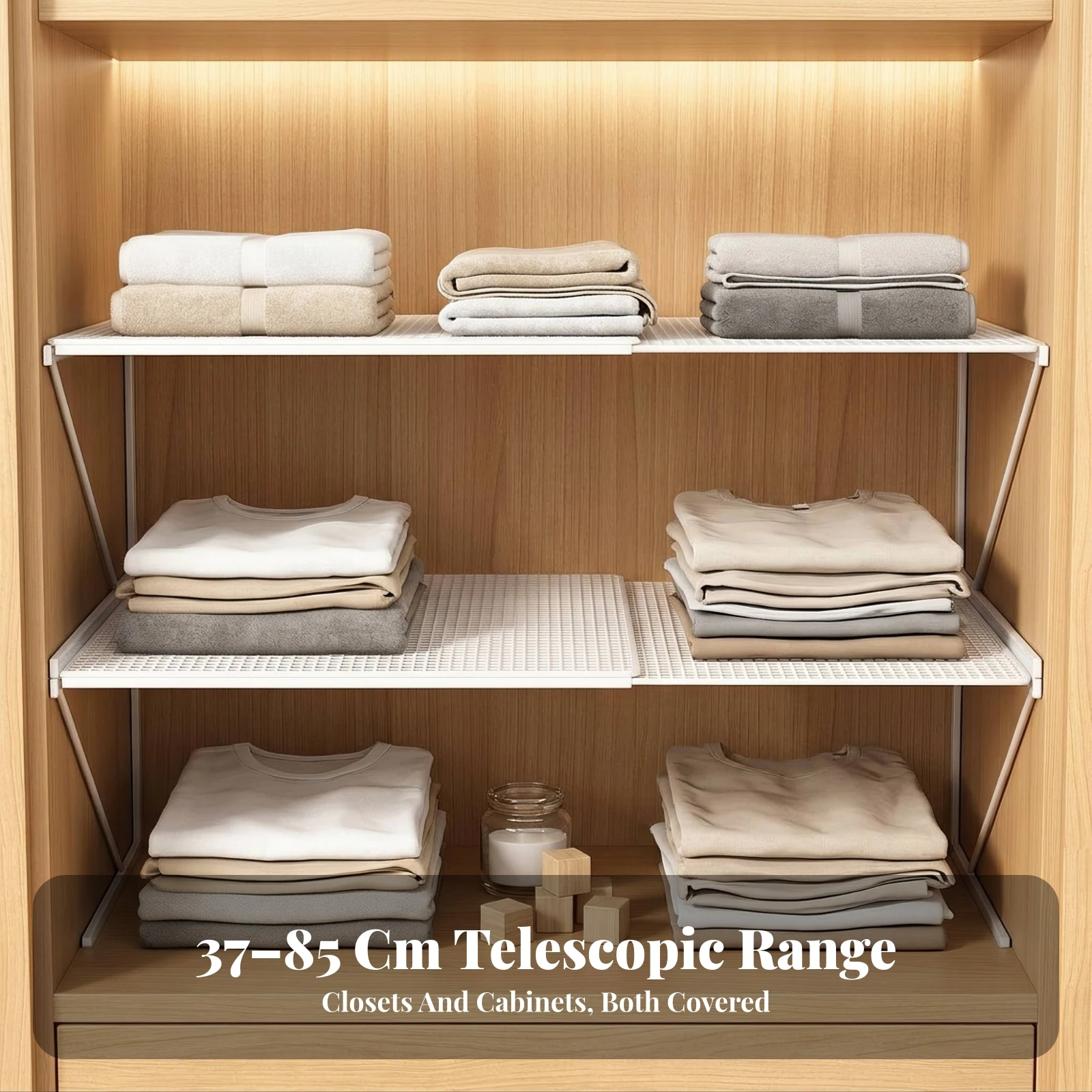 Wardrobe Shelf Rack with Two Tiers Ventilated Closet Organizer Rack Metal Closet Shelf Long-Lasting Storage Furniture Rustproof