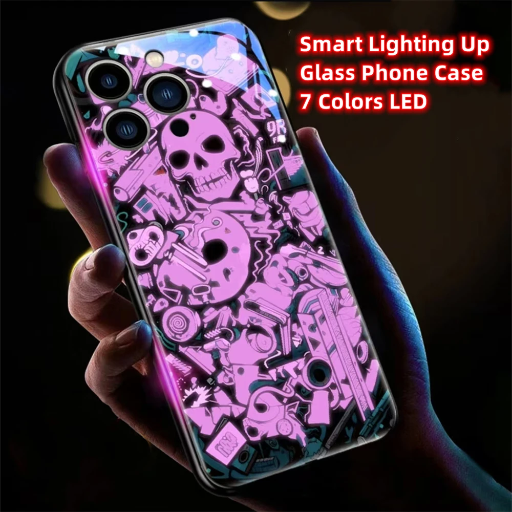 Graffiti Skeleton Luminous Gla - Led Flash Case review and price