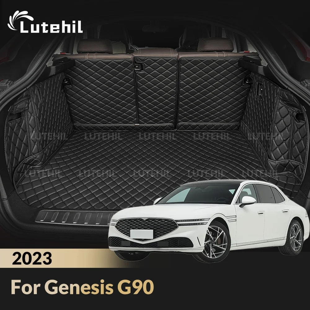Kofferraummatte für Genesis G90 2023, Kofferraumteppich mit Rückenlehnen-Schutz, wasserdichte Laderaum-Matten, Zubehör
