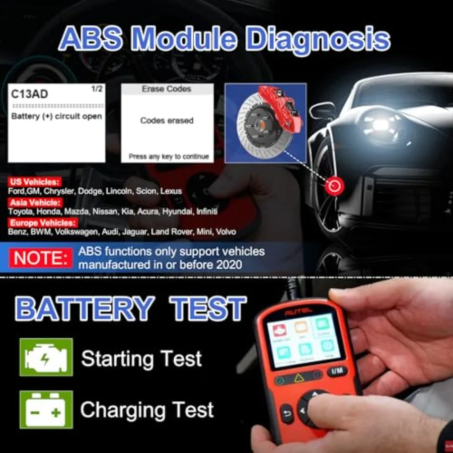 قارئ رمز الماسح الضوئي AL549 Obd2 مع اختبار بطارية تشخيص ABS، فحص معزز وإعادة ضبط رمز خطأ المحرك، تجميد البيانات المباشرة Fra #5