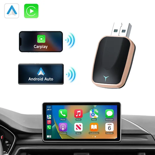 Imagen 1 del producto Nuevo Adaptador CarPlay inalámbrico 2 en 1, adaptador inalámbrico Android Auto tipo C/USB Plug Play CarPlay inalámbrico CarPlay