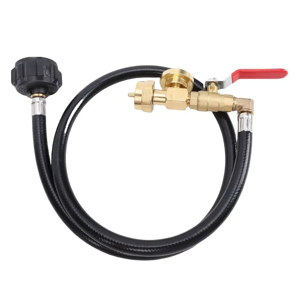 3 Feet Propane Tank Refill Connector Pressure Gauge QCC1 Type Gas Bottle Adapter Hose On/Off Valve Filler Tube Camping Use
