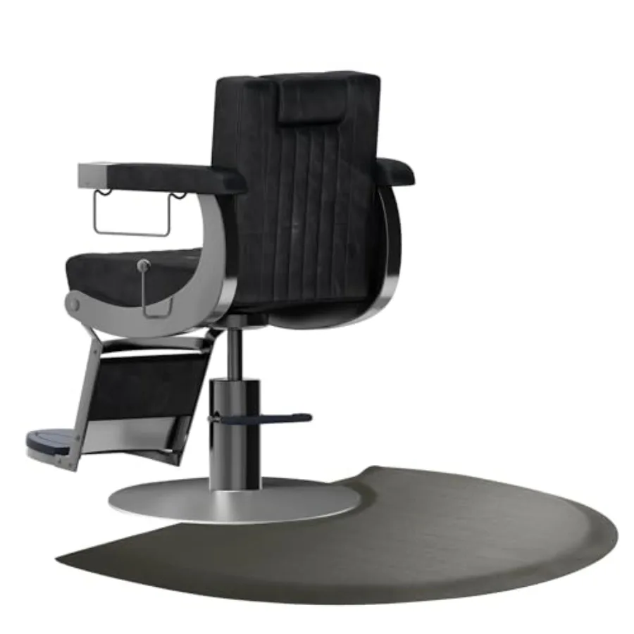 

Salon mats for Hair Stylist 35.8"x27.9" Barber Shop Anti-Fatigue Salon Chair Mat - Black Semi Circle Hair Floor mats - 1/2" Thi