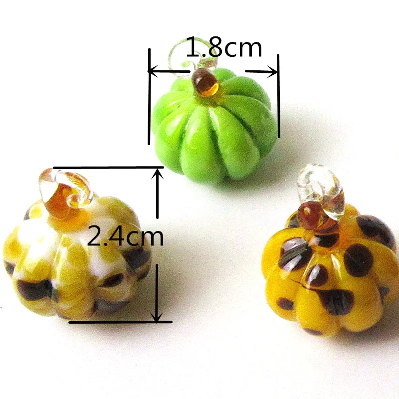 6pcs Custom Handmade Murano Glass Pumpkin Mini Pendant Home Hanging Decor Halloween Ornaments Women's Jewelry Making Accessories